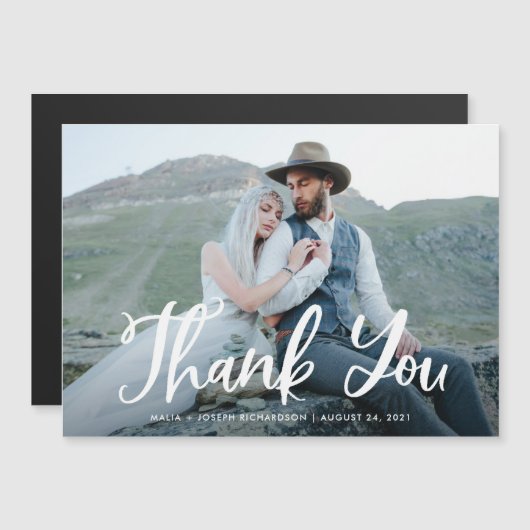 青く風変わりな|素朴な結婚式の写真は感謝していしています (正面/裏面)