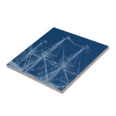 青く高い帆船の青写真 タイル (側面)