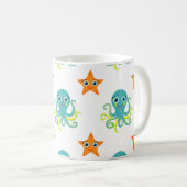 青く黄色いタコ; オレンジヒトデ コーヒーマグカップ (正面右)
