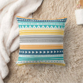 青く黄色い灰色の種族の装飾的な枕 クッション (ブランケット)