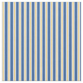 青く黄色く白い縦ストライプの生地 ファブリック (クローズアップ)