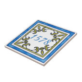 青く、オリーブ色の小さい家数 タイル (側面)