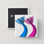 青く、ショッキングピンクの人魚の尾 缶バッジ (正面&裏面)