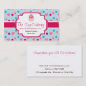 青く、ピンクのかわいいカップケーキのベーカリーの名刺 名刺 (正面/裏面)