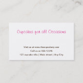 青く、ピンクのかわいいカップケーキのベーカリーの名刺 名刺 (裏面)