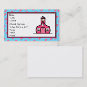 青く、ピンクのレトロの点 名刺 (正面/裏面)