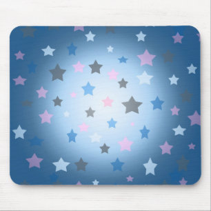 青く、ピンクの星パターンmousepad マウスパッド