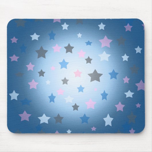 青く、ピンクの星パターンmousepad マウスパッド (正面)
