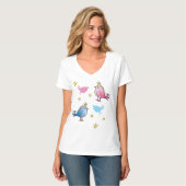 青く、ピンクの鳥のTシャツ Tシャツ (正面フル)