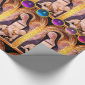 青く、ピンクの、紫色の宝石用原石を持つヴァージンそして子供 ラッピングペーパー (角)