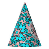 青く、ピンク幸せな菓子16の誕生会 パーティーハット (左)