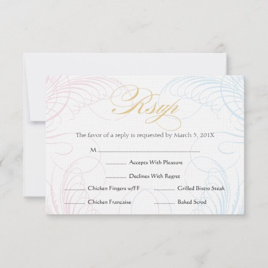 青く、ピンク洗礼か最初聖餐RSVP | 出欠カード (正面)
