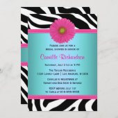 青く、ピンク、シマウマのブライダルシャワーの招待状 招待状 (正面/裏面)