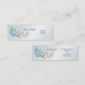 青く、ピンク、白い花の花の名刺 スキニー名刺 (正面/裏面)