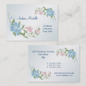 青く、ピンク、白い花の花の名刺 名刺 (正面/裏面)