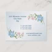 青く、ピンク、白い花の花の名刺 名刺 (裏面)