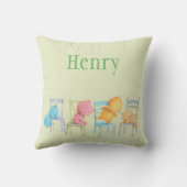 青く、ピンク、黄色い、およびヒグマの演劇 クッション (裏面)