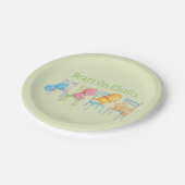 青く、ピンク、黄色い、およびヒグマの演劇 ペーパープレート (アングル)