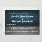 青く、灰色白のエレガントな結婚式の招待 招待状 (裏面)