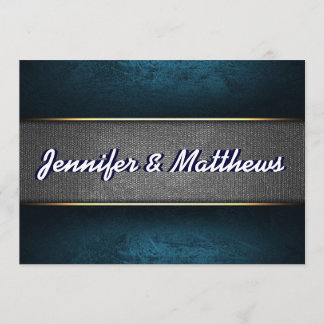 青く、灰色白のエレガントな結婚式の招待 招待状