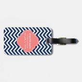 青く、珊瑚のジグザグパターンのモノグラム ラゲッジタグ (裏面横)