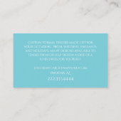 青く、銀製のきらびやかな裁縫婦の名刺 名刺 (裏面)