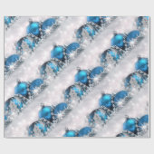 青く、銀製のクリスマスの包装紙 ラッピングペーパー (フラット)