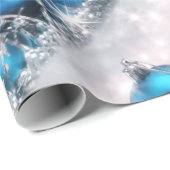 青く、銀製のクリスマスの包装紙 ラッピングペーパー (ロールコーナー)