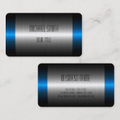 青く、銀製のステンレス鋼の金属 名刺 (正面/裏面)