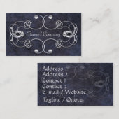 青く、銀製の優雅 名刺 (正面/裏面)