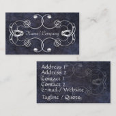 青く、銀製の優雅 名刺 (正面/裏面)