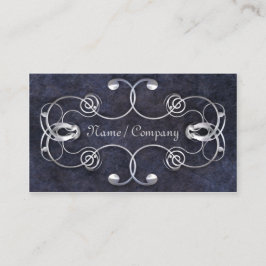 青く、銀製の優雅 名刺