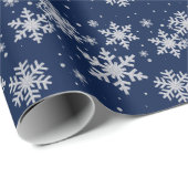 青く、銀製の雪片の休日の包装紙 ラッピングペーパー (ロールコーナー)