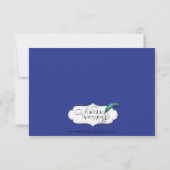 青く、銀製の雪片の結婚式のリハーサル 招待状 (裏面)