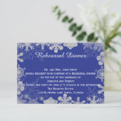 青く、銀製の雪片の結婚式のリハーサル 招待状 (スタンド正面)