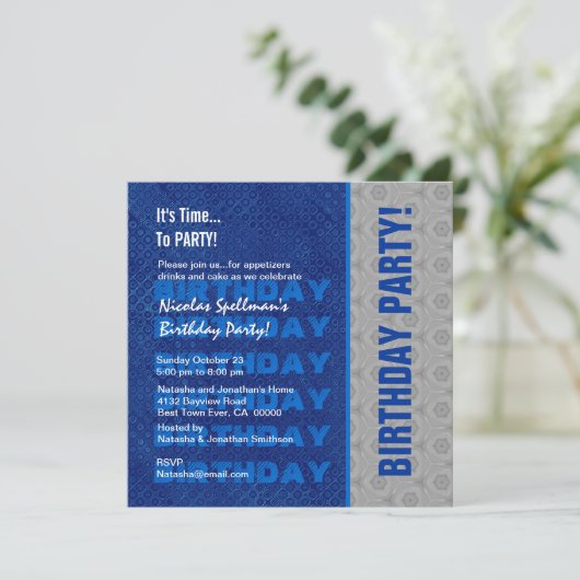 青く、銀製誕生会は年をリサイクルしませんでした 招待状 (スタンド正面)