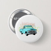 青く、非常に古いターコイズの積み込みのクラシックなトラック 缶バッジ (正面&裏面)