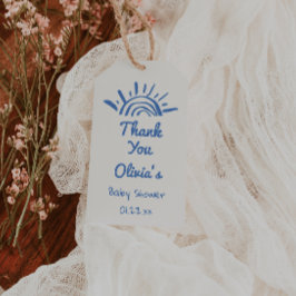 青ここ来で息子の手の赤ん坊シャワー ギフトタグ