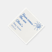 青ここ来で息子の手の赤ん坊シャワー スタンダードカクテルナプキン (角)