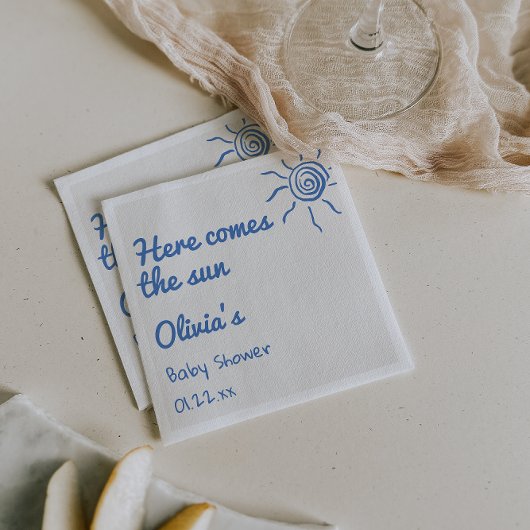 青ここ来で息子の手の赤ん坊シャワー スタンダードカクテルナプキン