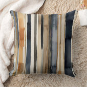 青さびベージュ抽象芸術 ストライプ クッション (ブランケット)