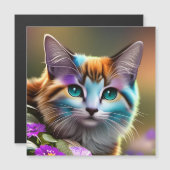 青さび色の三毛猫と花 (正面/裏面)