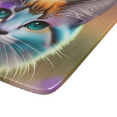 青さび色の三毛猫と花 カッティングボード (角)