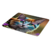 青さび色の三毛猫と花 カッティングボード (角)