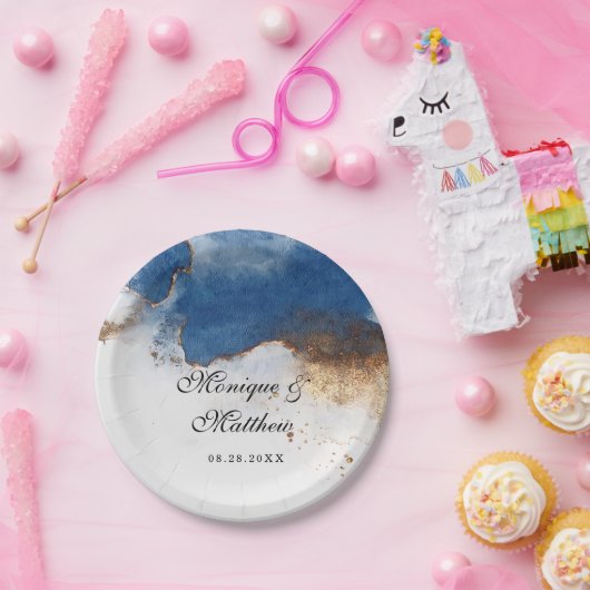 青さび銅の水の色アゲート結婚ト ペーパープレート (パーティー)