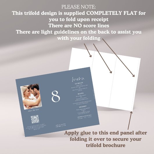 青すべて1枚の写真結婚のメニューテーブルなし3つ折