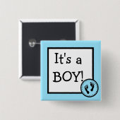 青それはベビーの足跡の男の子です 缶バッジ (正面&裏面)