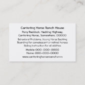 青でゆっくりと駆けていいている白馬 名刺 (裏面)