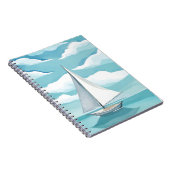 青でセーリング | 水彩アクア海波 ノートブック (右側)