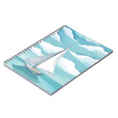 青でセーリング | 水彩アクア海波 ノートブック (左側)